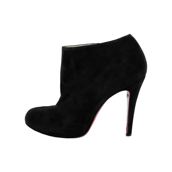 Christian Louboutin Shoes - Christian Louboutin Black Suede Round Toe Stiletto Ankle Boots 38.5